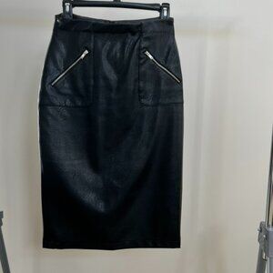 Zara Black Leather High- Waist Skirt- Size Small